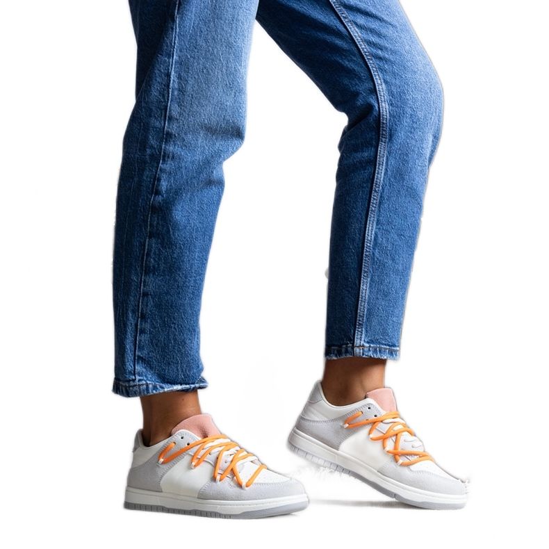 Sneakers Aucoin grigie con lacci arancioni bianca