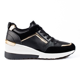 Sneakers da donna nere con zeppa Shelovet nero