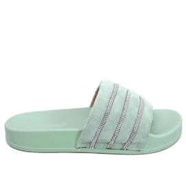 BM Ciabatte Lynne Green con strass verde