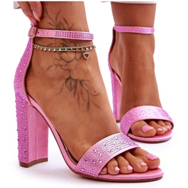 Sandali da donna su tacchi alti con strass rosa idealista