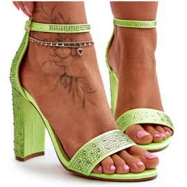 Sandali Tacco Alto Donna Con Zirconi Verde Idealistic