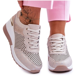 S.Barski Sneakers Traforate In Pelle Da Donna Beige Chiaro Virginia