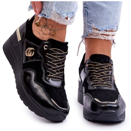 S.Barski Scarpe Sportive Con Zeppa In Pelle Da Donna Nere Rebeca nero