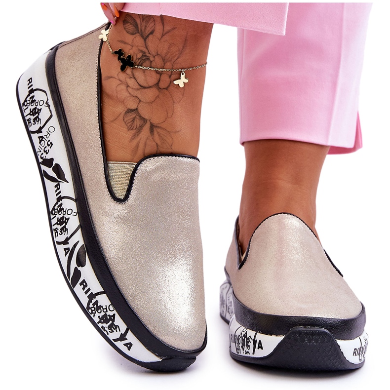 S.Barski Sneakers In Pelle Slip-On Da Donna Oro Ottavia d'oro