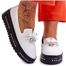 S.Barski Sneakers Slip-on in pelle da donna White Raven bianco