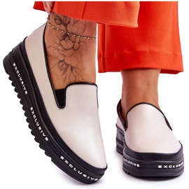 S.Barski Sneakers Slip-On con plateau in pelle beige Madeline
