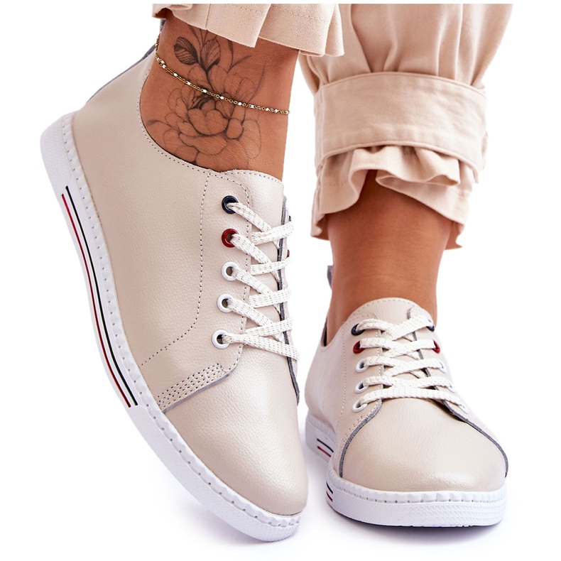 S.Barski Sneakers Pelle Donna Beige Renes marrone