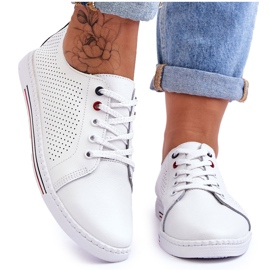 S.Barski Sneakers Donna In Pelle Traforata Bianco Ferone