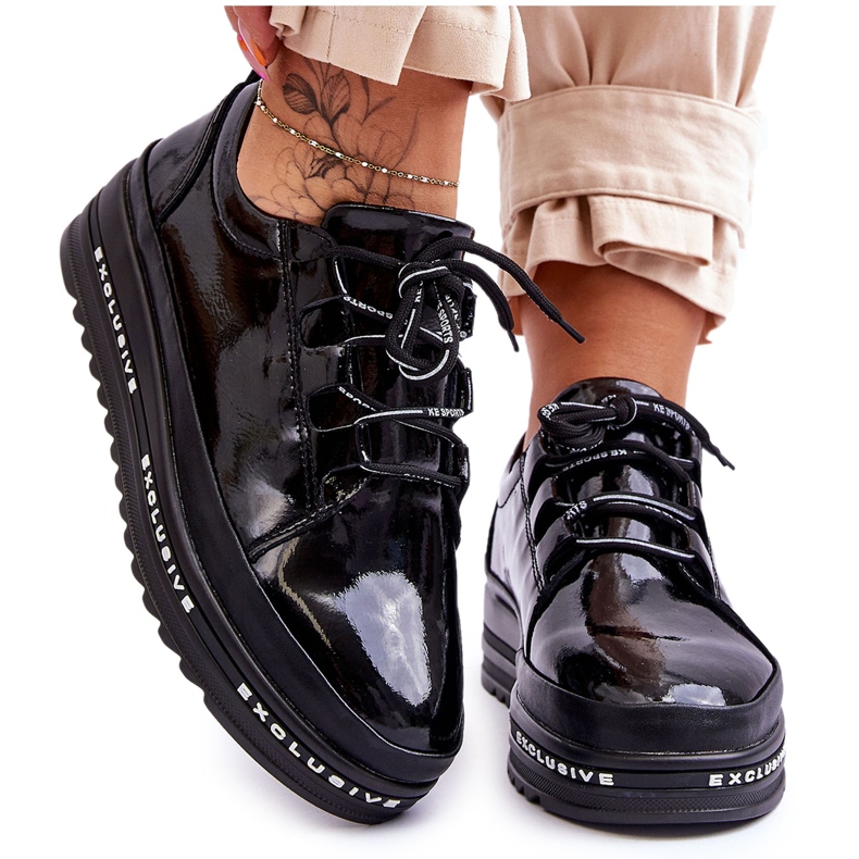 S.Barski Sneakers Chantal in vernice nera nero