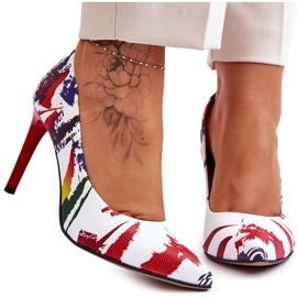 Lewski Shoes Scarpe di cuoio alla moda di Leski degli alti talloni 2659 bianche e rosse bianca