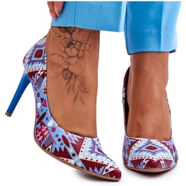 Lewski Shoes Scarpe di cuoio alla moda di Leski degli alti talloni 2659 blu-rosso multicolore