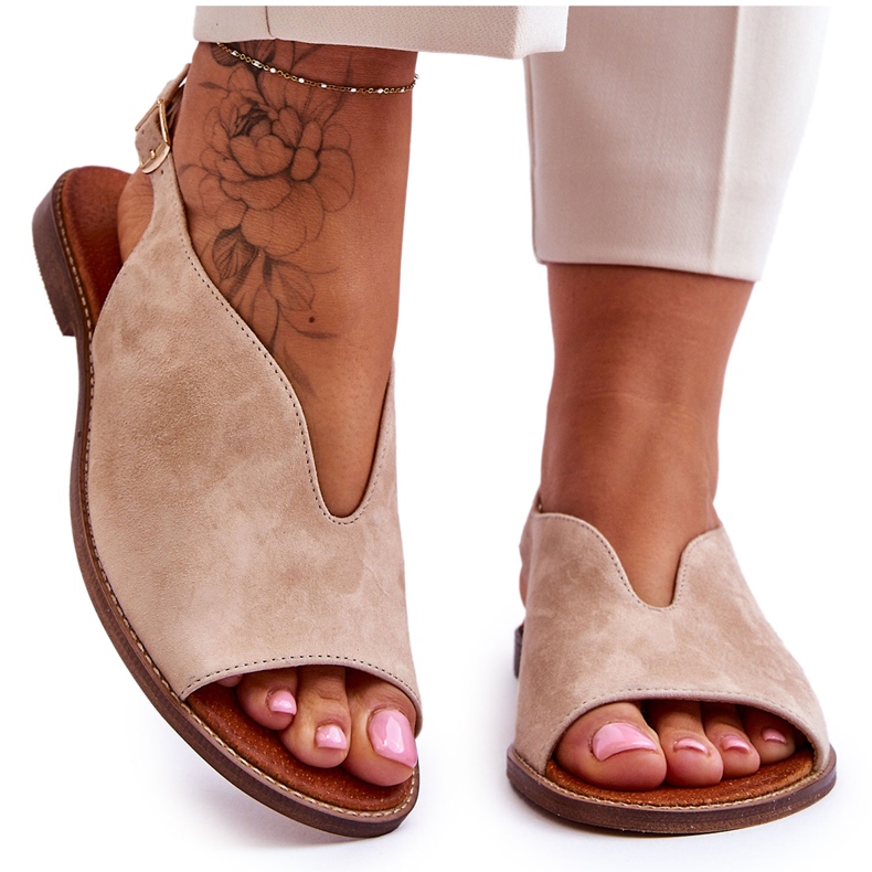 Sandali in camoscio da donna Lewski Shoes 3220/X Beige