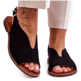 Sandali in camoscio da donna Lewski Shoes 3220/X Nero