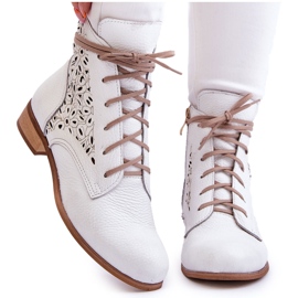 Lewski Shoes Stivali con cerniera in pelle da donna Left Shoes 3186 White Peas bianca