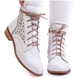 Lewski Shoes Stivali con cerniera in pelle da donna Left Shoes 3186 White Peas bianco