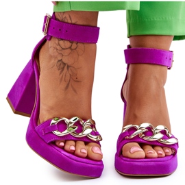 Lewski Shoes Sandali in camoscio da donna su tacchi massicci Scarpe Leski 3207 Fucsia rosa