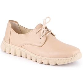 Scarpe comode in pelle da donna, beige chiaro Helios 417