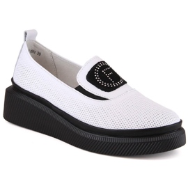 Scarpe da donna in pelle sulla piattaforma bianco Filippo DP4572