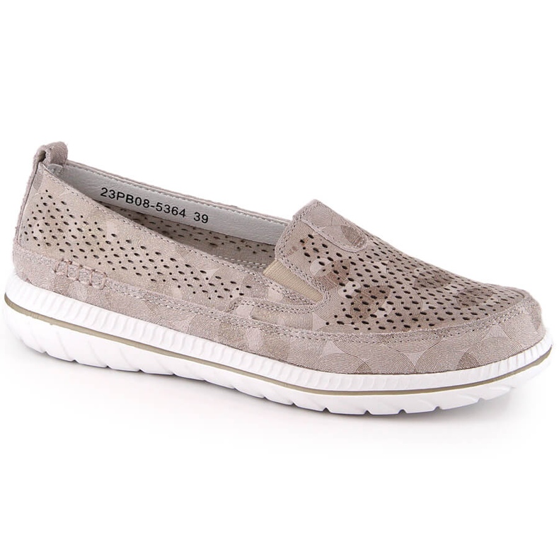 Comode scarpe slip-on beige da donna in pelle eVento 5364