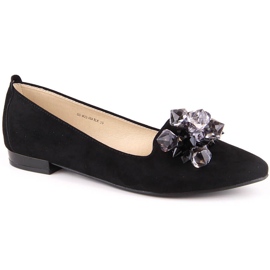 Ballerine da donna in camoscio nero con cristalli T.Sokolski W23-464