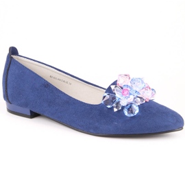 Ballerine da donna in camoscio blu con cristalli T.Sokolski W23-464