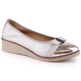 Scarpe con zeppa traforate argento da donna Potocki SZ12037 d'argento