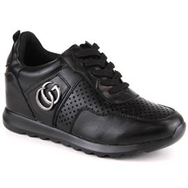 Scarpe sportive da donna con zeppa nascosta nera Jezzi ASA170-11 nero