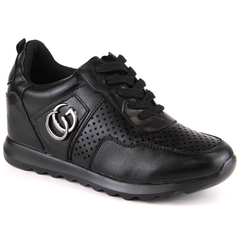 Scarpe sportive da donna con zeppa nascosta nera Jezzi ASA170-11 nero