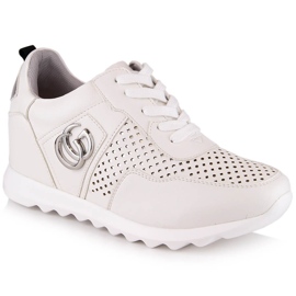 Scarpe sportive da donna con zeppa nascosta bianche Jezzi ASA170-11 bianca