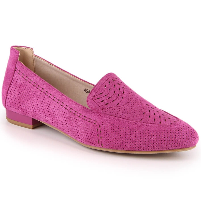Slip-on da donna in camoscio traforato fucsia Jezzi ASA151-18 rosa