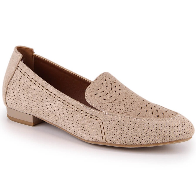 Slip-on da donna in camoscio traforato beige Jezzi ASA151-18