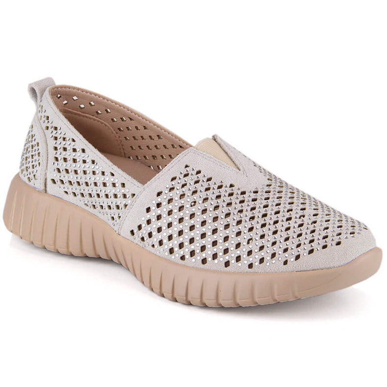 Scarpe slip-on da donna traforate con elastico Jezzi MR2270-3 grigio