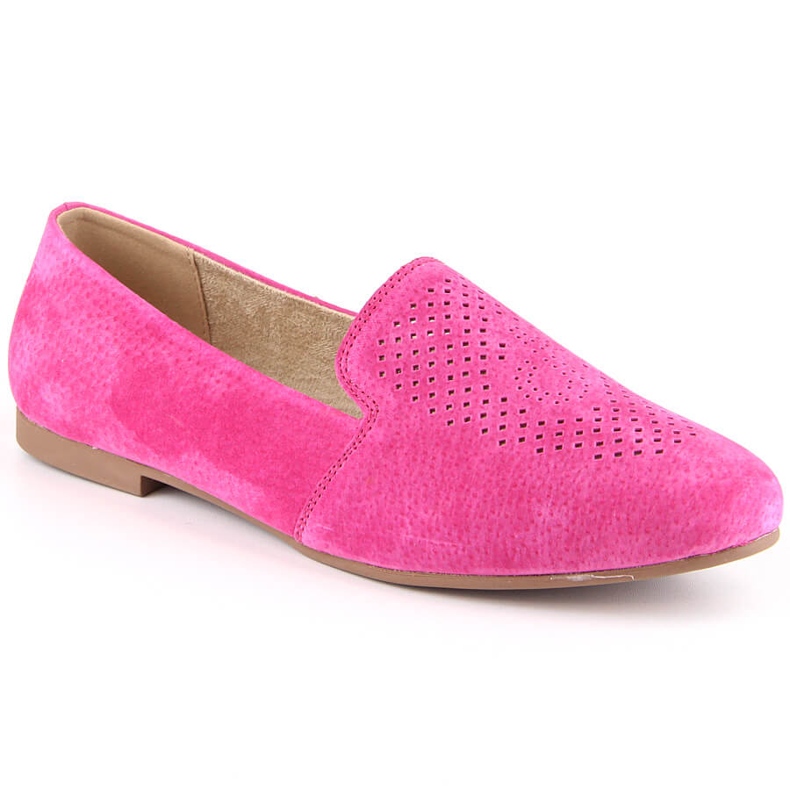 Comode scarpe slip-on in pelle scamosciata fucsia S.Barski LR29515 rosa