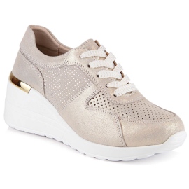 Scarpe con zeppa comode in pelle oro S.Barski LR29525 d'oro
