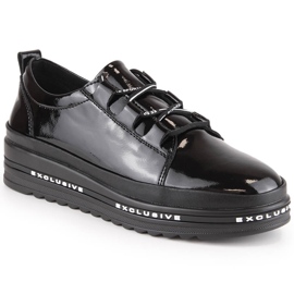Scarpe comode con zeppa in pelle laccata nera S.Barski LR29592 nero
