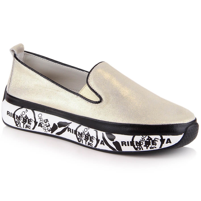 S.Barski LR29050 comode scarpe slip-on in pelle da donna d'oro