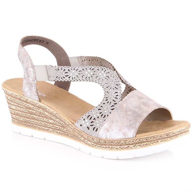 Comodi sandali slip-on da donna con elastico Rieker 61916-91 multicolore