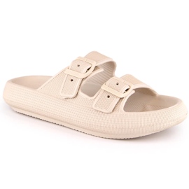 Pantofole sportive da donna sulla piattaforma beige Big Star LL274611