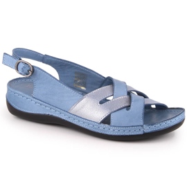 Sandali piatti da donna in pelle blu T.Sokolski L22-521