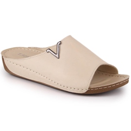 Pantofole con zeppa in pelle beige da donna T.Sokolski L22-301