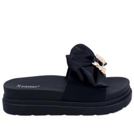 BM Pantofole Teddy Black con plateau e orsetto nero