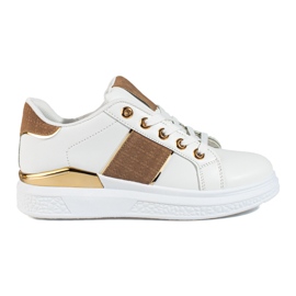 Scarpe sportive da donna bianche e beige Sneakers Shelovet bianco