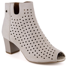 Stivaletti peep toe da donna in camoscio traforato primaverili beige Jezzi ASA169-7