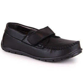 Mocassini formali bambino con velcro neri Kornecki 6804 nero