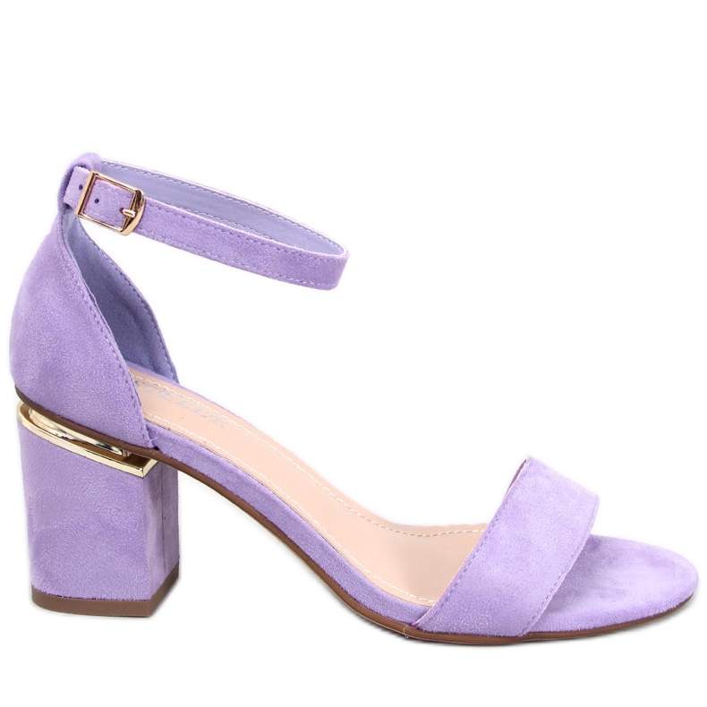 BM Sandali Dicarlo LT.PURPLE in camoscio con tacco viola