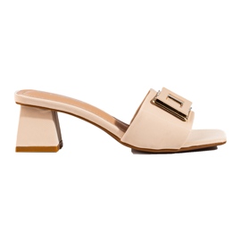 Pantofole da donna con tacco basso Shelovet beige