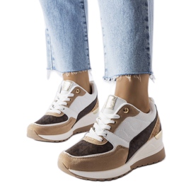 Sneaker con zeppa bianche e marroni di Fongemie bianco