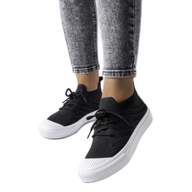Sneakers nere realizzate in tessuto elasticizzato di Polaire nero