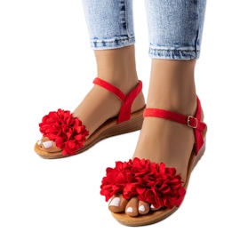 Sandali rossi con zeppa bassa di Foucault rosso