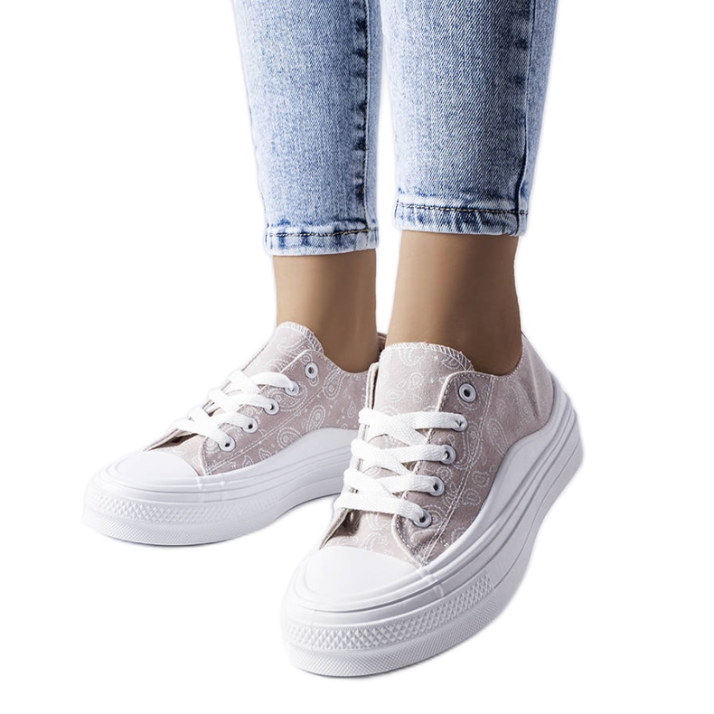 Sneakers con plateau di colore grigio di Bélair